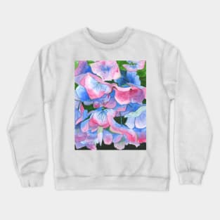 Pink and blue hydrangea watercolour painting Crewneck Sweatshirt